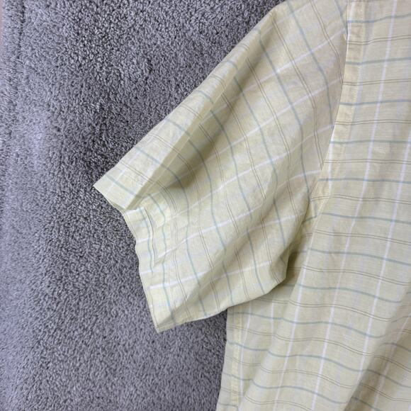 Lacoste Shirt Mens 45 Yellow Plaid Button Down Short Sleeve Alligator Logo - Picture 5 of 11